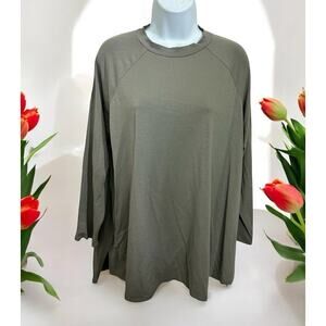 Eileen Fisher Shirt Size Large Top Tencel Lyocell Gray Long Sleeve Crew Neck